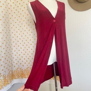 Vintage 90s Earthquake Burgundy Slinky Vest Made in USA Draped Boho Festival Top